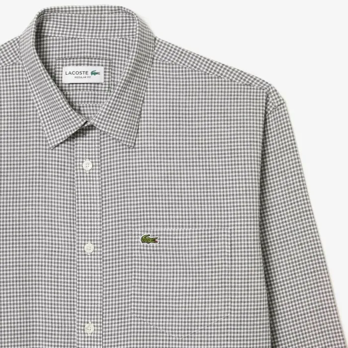 Button Down Shirts Men Lacoste Men039s Cotton Flannel Shirt Black White Kbr