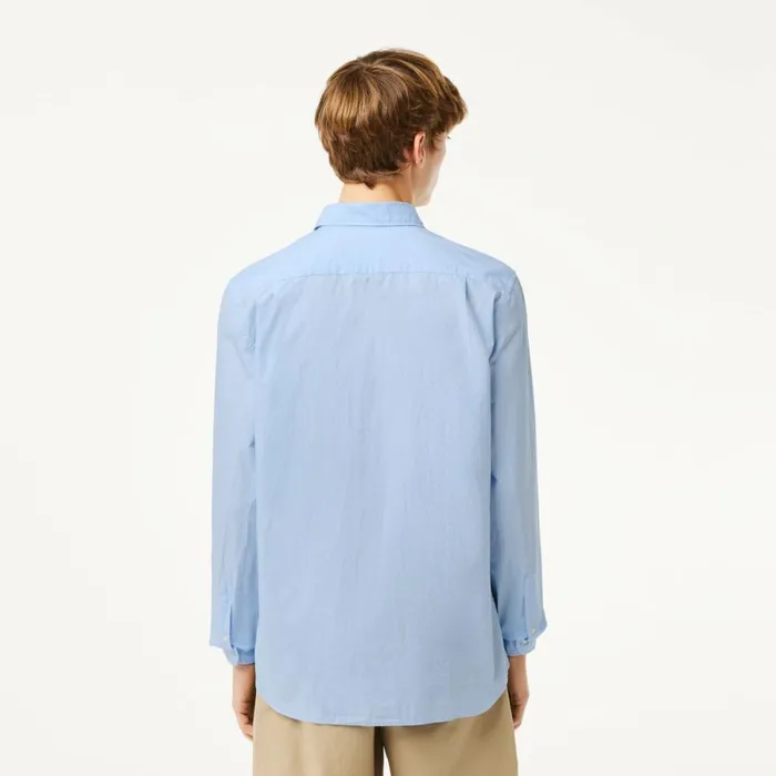 Button Down Shirts Men Lacoste Men039s Regular Fit Gingham Poplin Shirt White Blue F6z