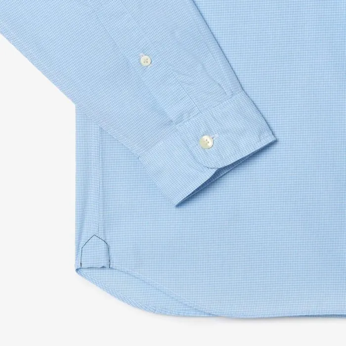Button Down Shirts Men Lacoste Men039s Regular Fit Gingham Poplin Shirt White Blue F6z