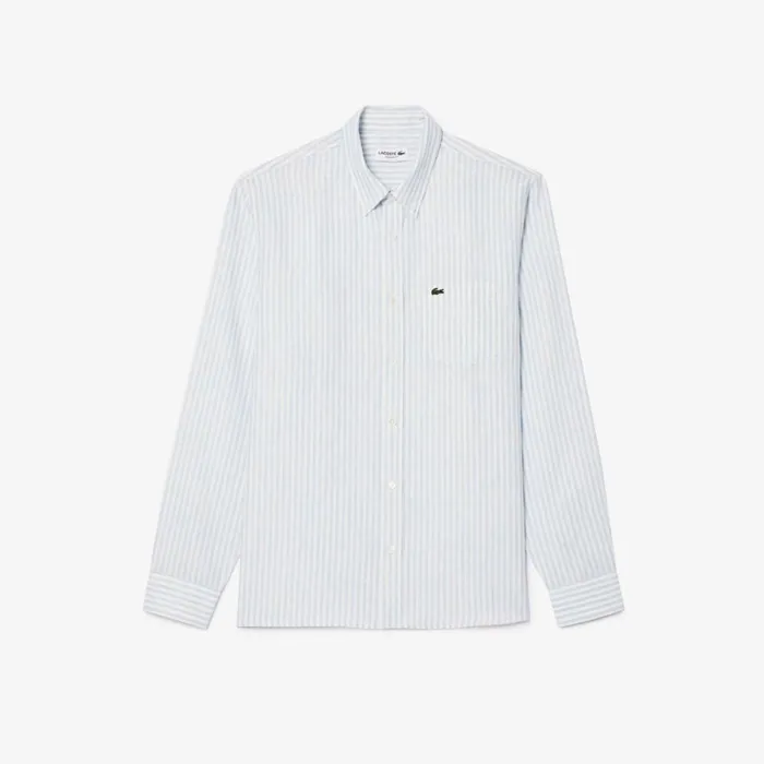 Button Down Shirts Men Lacoste Men039s Regular Fit Linen Shirt Blue White E7b