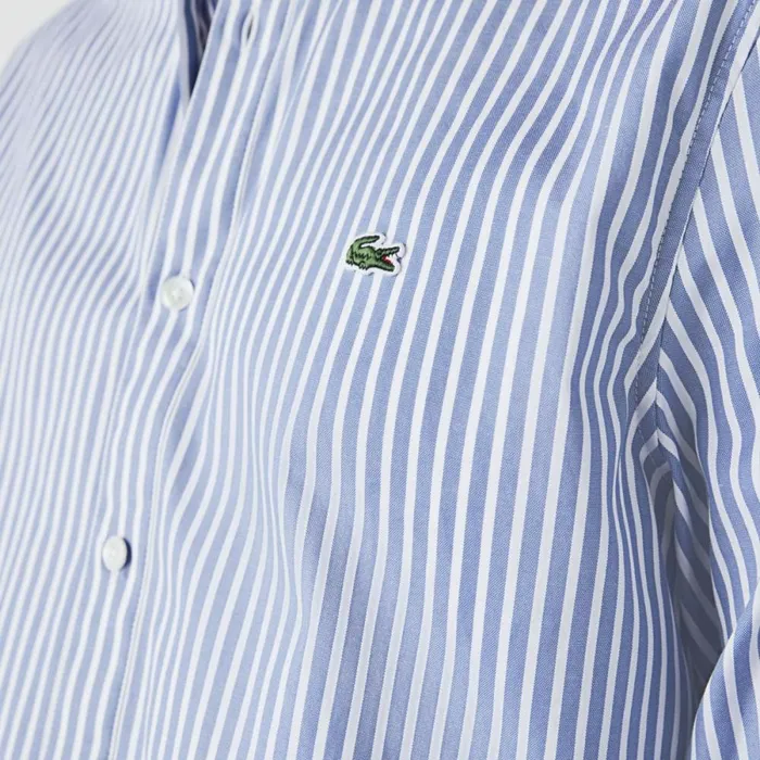 Button Down Shirts Men Lacoste Men039s Regular Fit Striped Cotton Shirt White Blue F6z