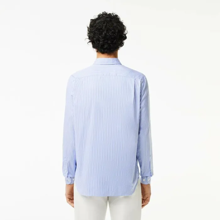Button Down Shirts Men Lacoste Men039s Regular Fit Striped Cotton Shirt White Blue F6z