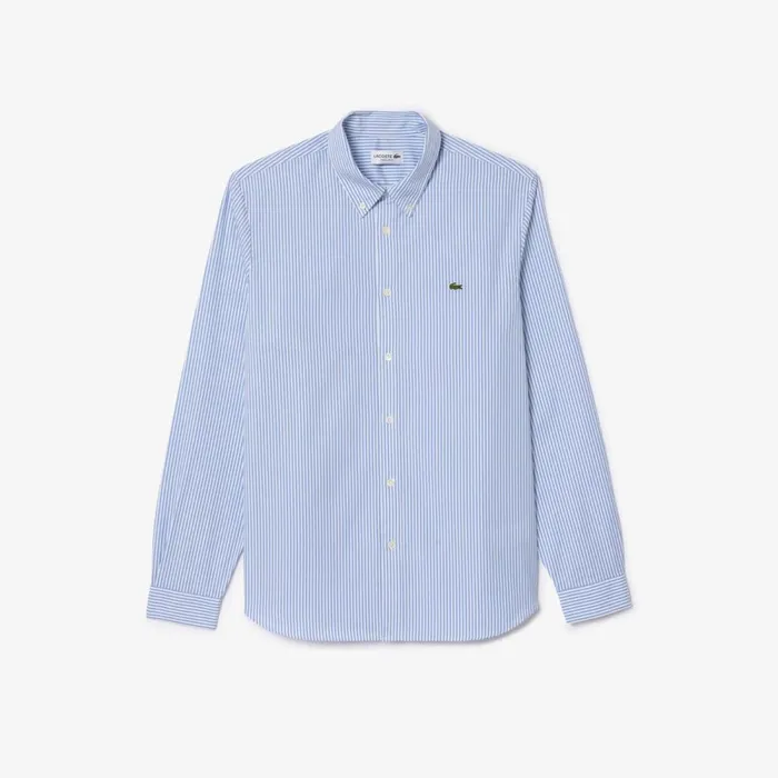 Button Down Shirts Men Lacoste Men039s Regular Fit Striped Cotton Shirt White Blue F6z