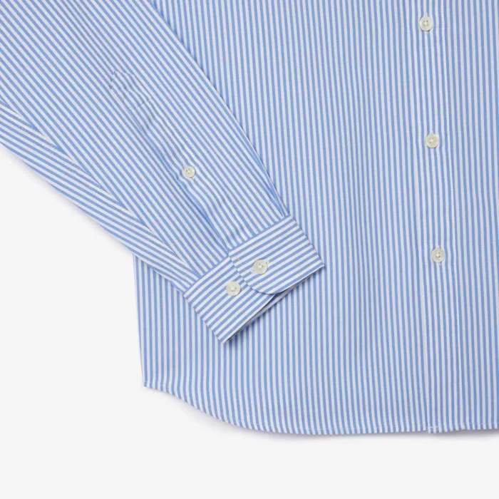 Button Down Shirts Men Lacoste Men039s Regular Fit Striped Cotton Shirt White Blue F6z