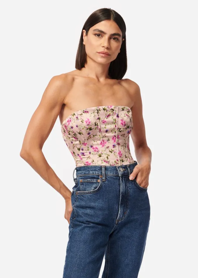 CAMI NYC Bodysuits Women Tamara Corset Bodysuit Spring Geranium