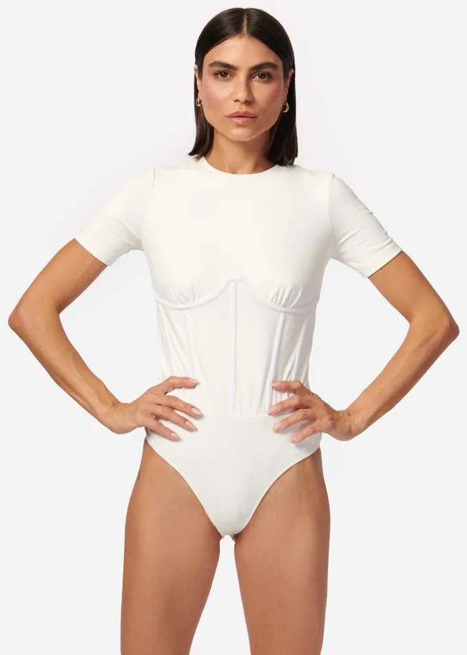CAMI NYC Bodysuits Women Xenia Corset Bodysuit White