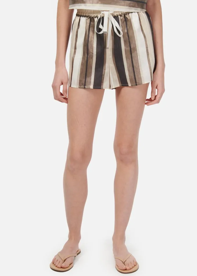 CAMI NYC Bottoms Women Ibiza Metallic Linen Short Dune