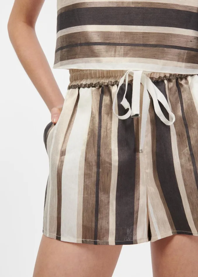 CAMI NYC Bottoms Women Ibiza Metallic Linen Short Dune