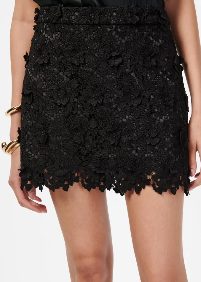 CAMI NYC Bottoms Women Ilima Lace Skirt Black