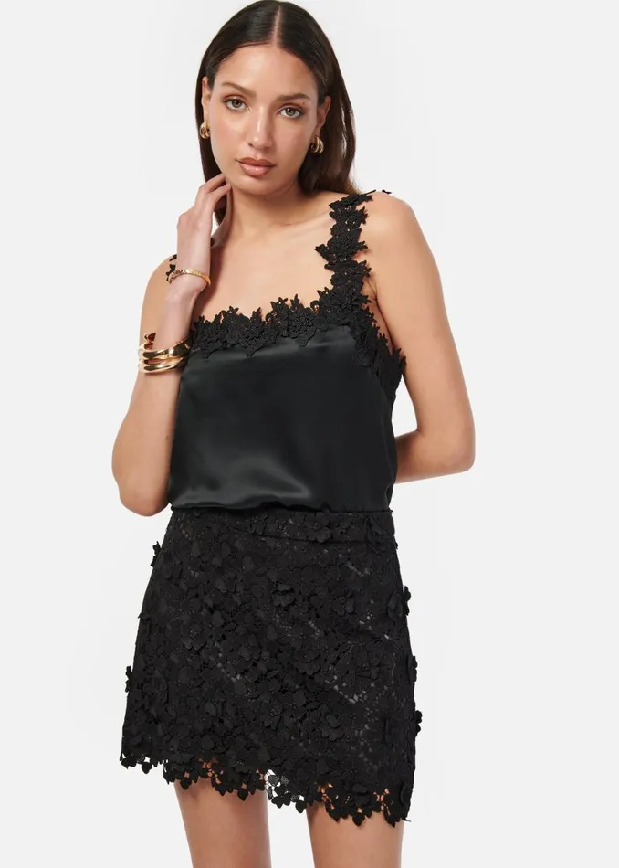 CAMI NYC Bottoms Women Ilima Lace Skirt Black