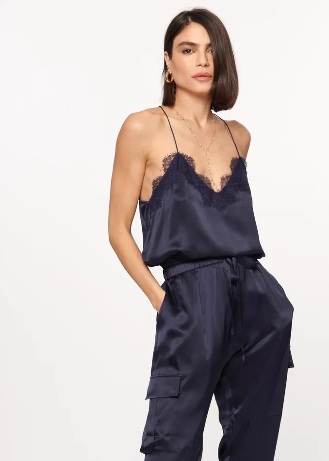 CAMI NYC Camisoles Women Racer Charmeuse Cami Navy