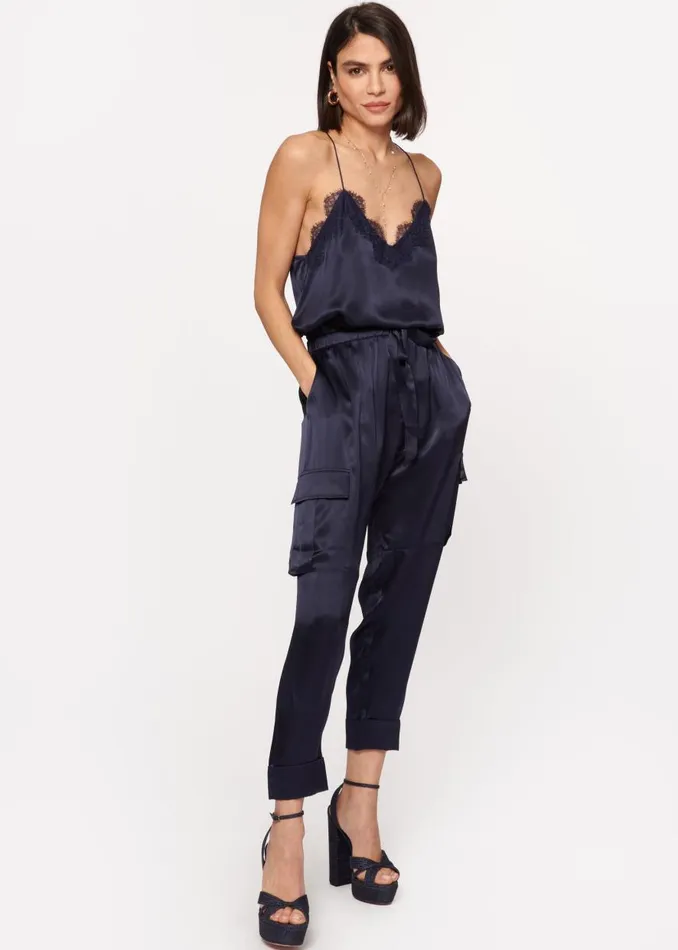 CAMI NYC Camisoles Women Racer Charmeuse Cami Navy