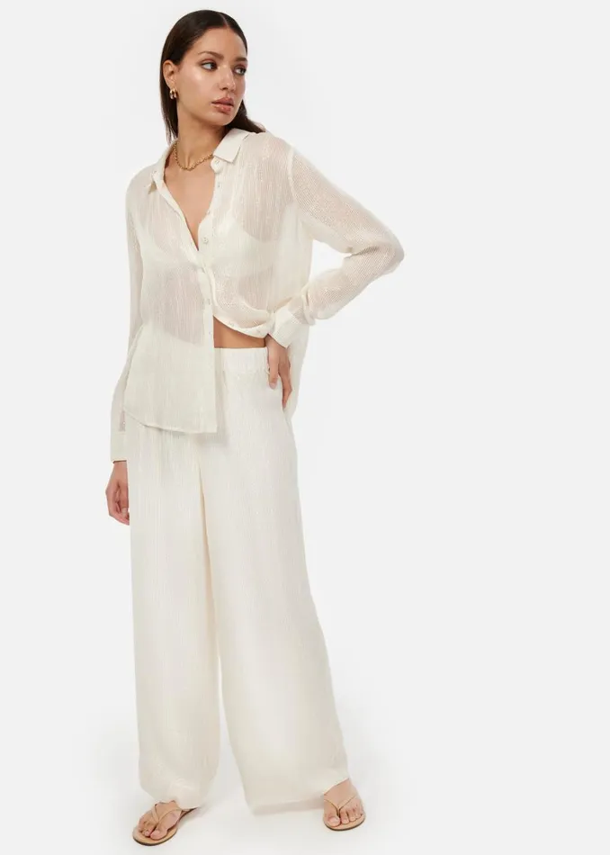 CAMI NYC Tops and Sweaters Women Yael Metallic Chiffon Top White