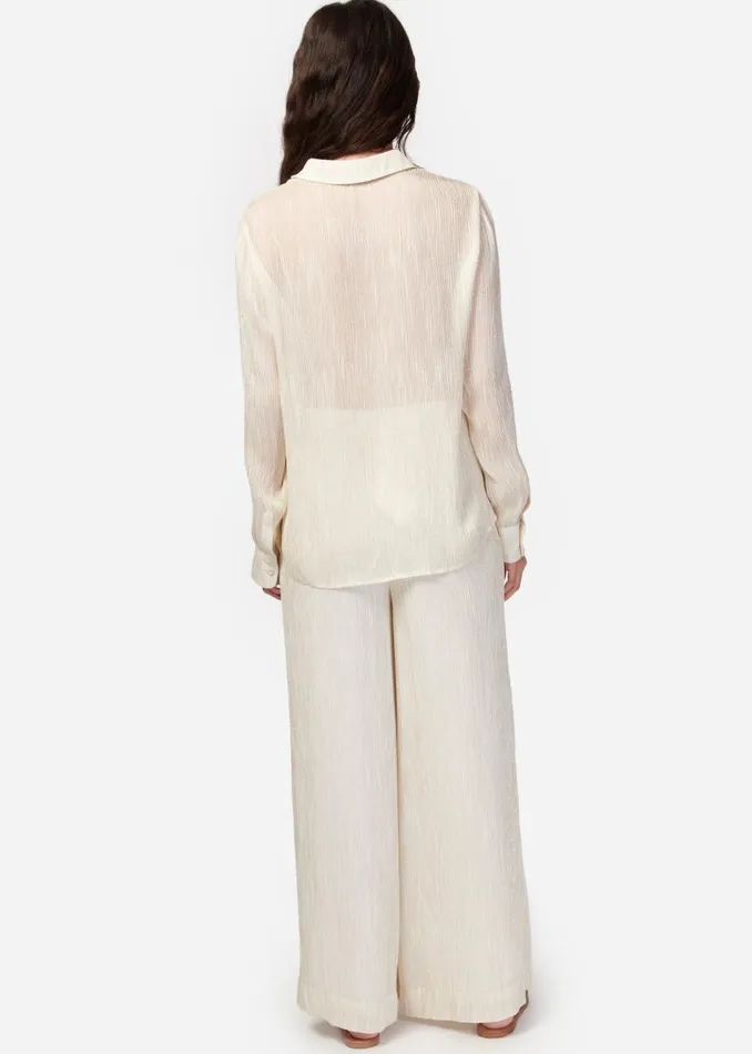 CAMI NYC Tops and Sweaters Women Yael Metallic Chiffon Top White