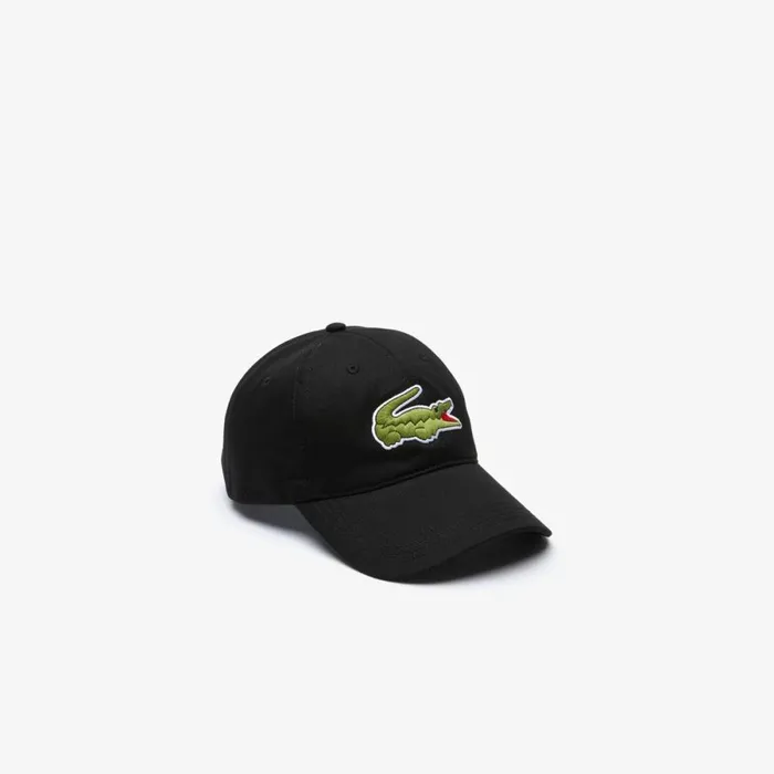 Caps and Hats Men Lacoste Unisex Contrast Strap And Oversized Crocodile Cotton Cap Black 031