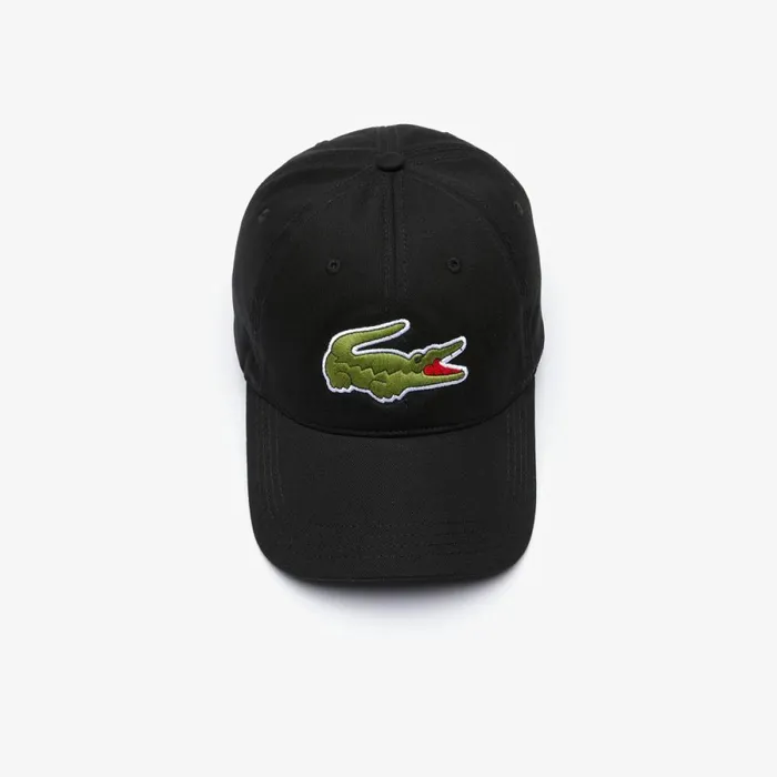 Caps and Hats Men Lacoste Unisex Contrast Strap And Oversized Crocodile Cotton Cap Black 031