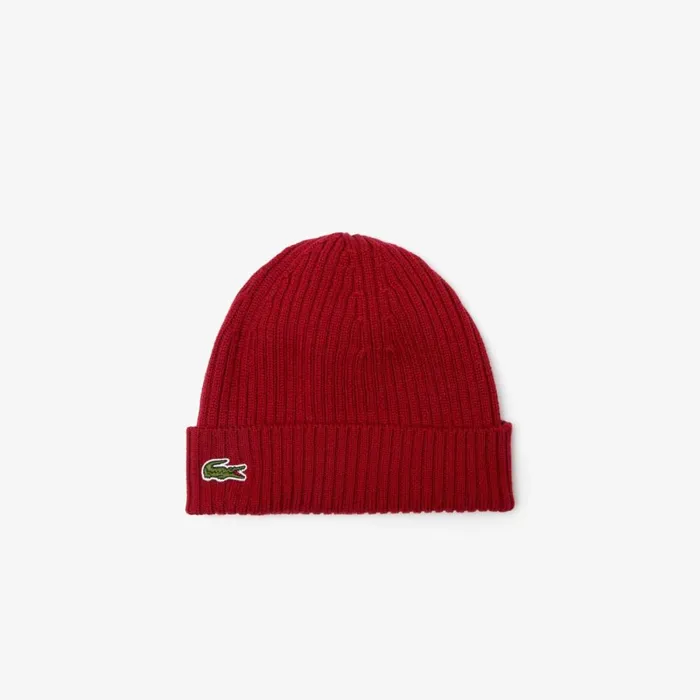 Caps and Hats MenWomen Lacoste Ribbed Wool Hat Bordeaux 476