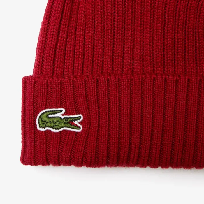 Caps and Hats MenWomen Lacoste Ribbed Wool Hat Bordeaux 476