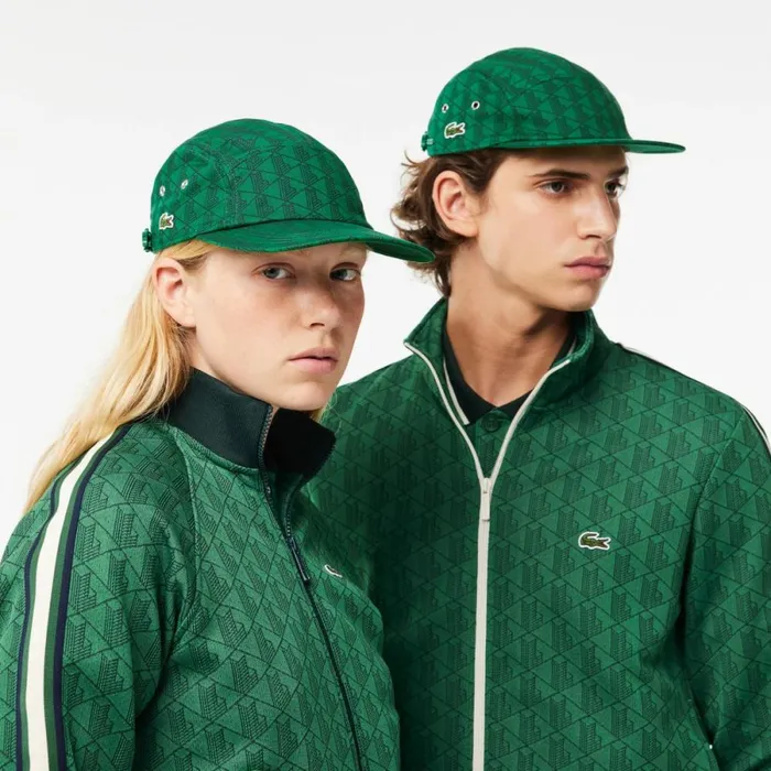 Caps and Hats MenWomen Lacoste Unisex Monogram Print Twill Jockey Cap Green Qij