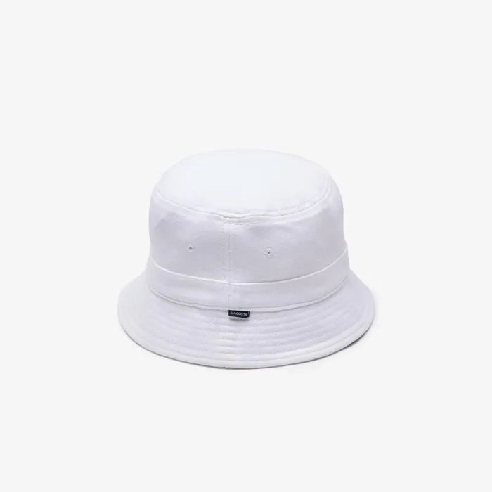 Caps and Hats MenWomen Lacoste Unisex Organic Cotton Bucket Hat White 001