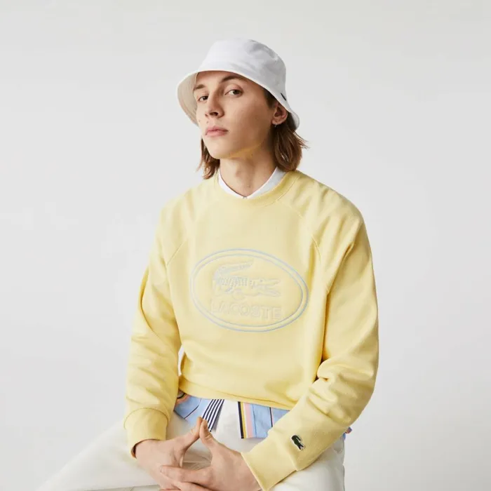Caps and Hats MenWomen Lacoste Unisex Organic Cotton Bucket Hat White 001