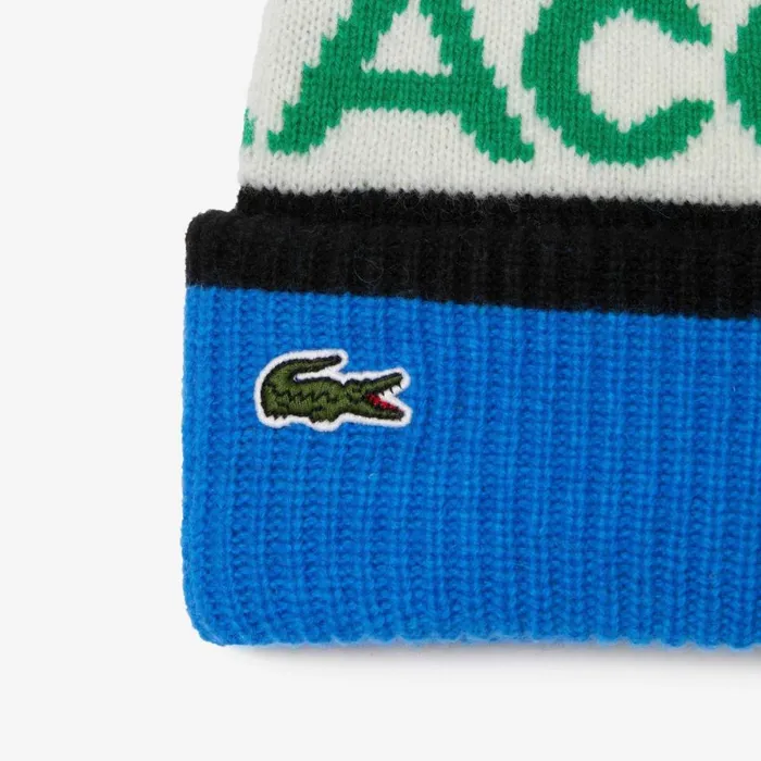 Caps and Hats MenWomen Lacoste Unisex Wool Logo Beanie With Pompom Blue White Black Green P9i
