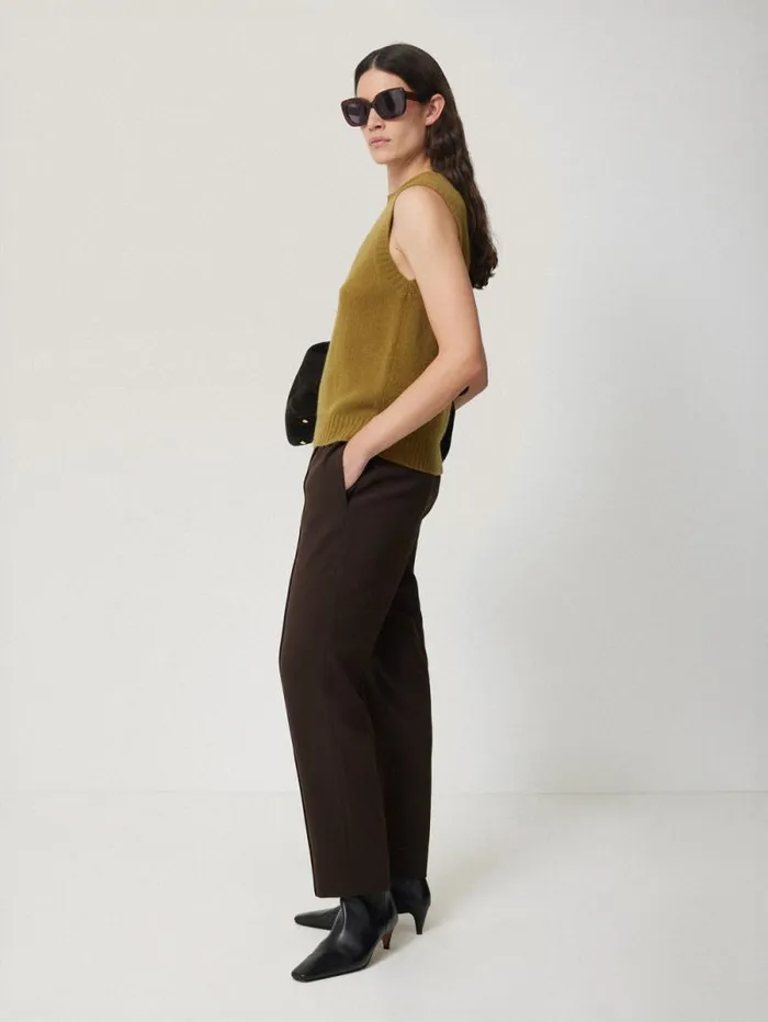 Cashmere Crew Neck Tank Light Olive Women Jigsaw Knitwear and Cashmere