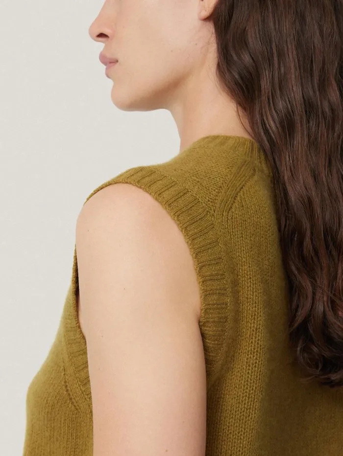 Cashmere Crew Neck Tank Light Olive Women Jigsaw Knitwear and Cashmere