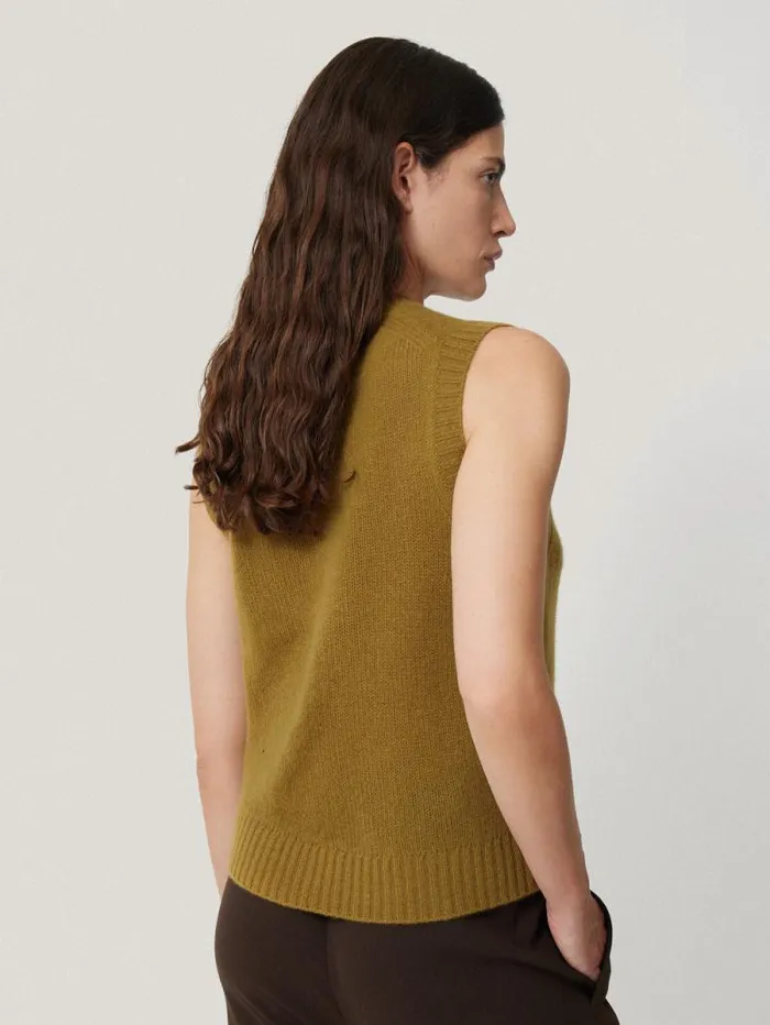 Cashmere Crew Neck Tank Light Olive Women Jigsaw Knitwear and Cashmere