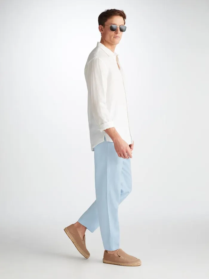 Casual Pants Men Derek Rose Pants Sydney 2 Linen Blue
