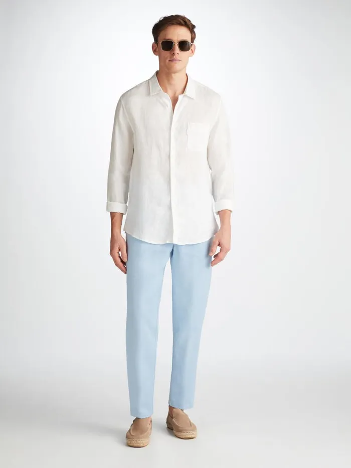 Casual Pants Men Derek Rose Pants Sydney 2 Linen Blue