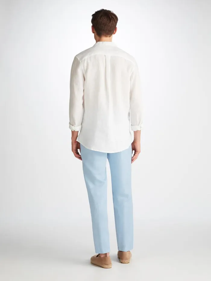 Casual Pants Men Derek Rose Pants Sydney 2 Linen Blue