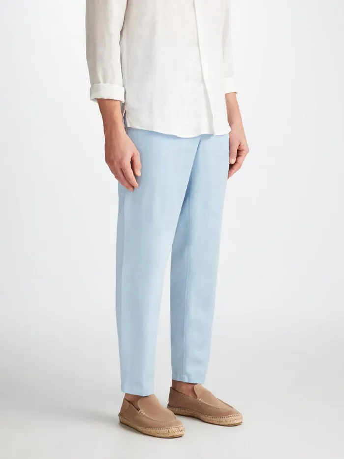 Casual Pants Men Derek Rose Pants Sydney 2 Linen Blue
