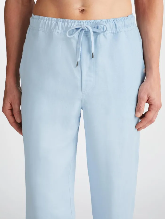Casual Pants Men Derek Rose Pants Sydney 2 Linen Blue