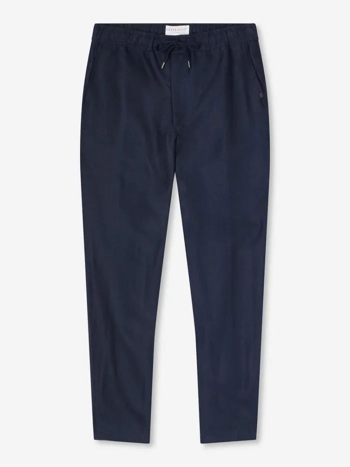 Casual Pants Men Derek Rose Pants Sydney 2 Linen Navy