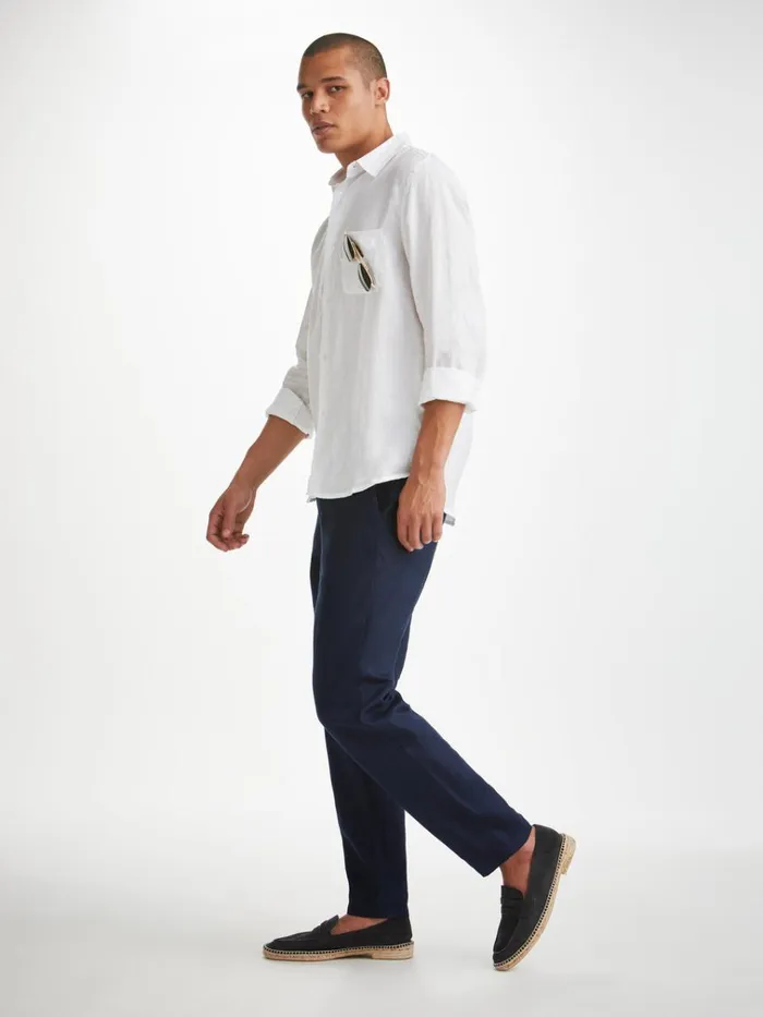 Casual Pants Men Derek Rose Pants Sydney 2 Linen Navy