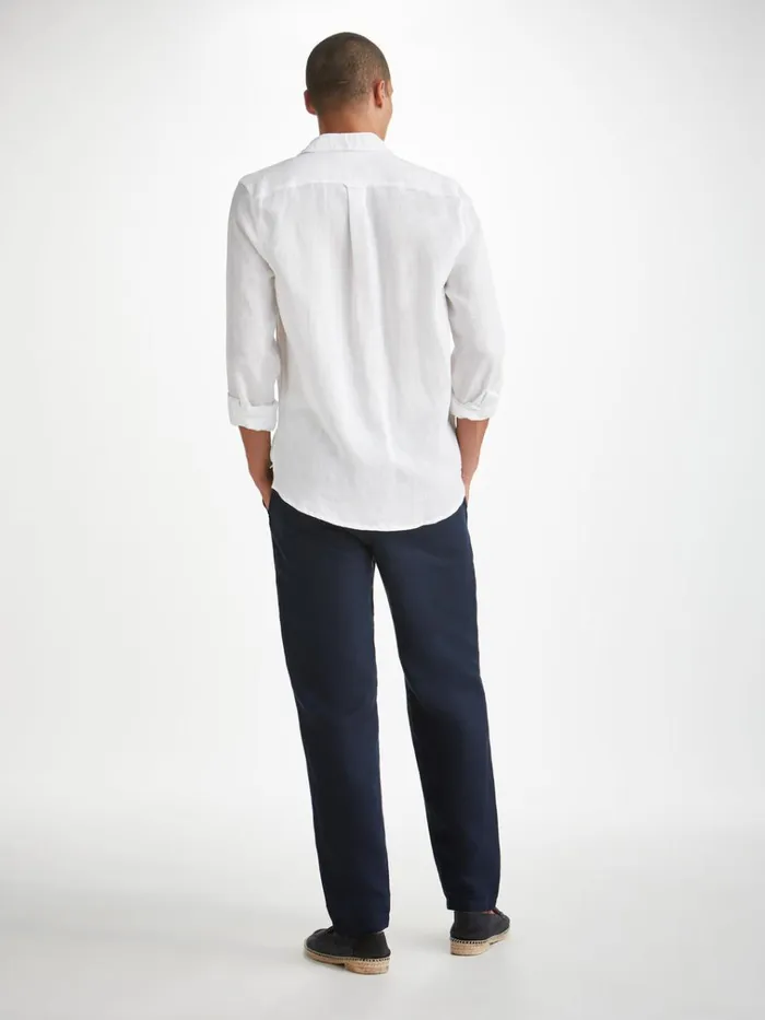 Casual Pants Men Derek Rose Pants Sydney 2 Linen Navy