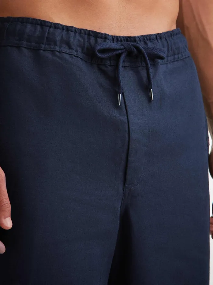 Casual Pants Men Derek Rose Pants Sydney 2 Linen Navy