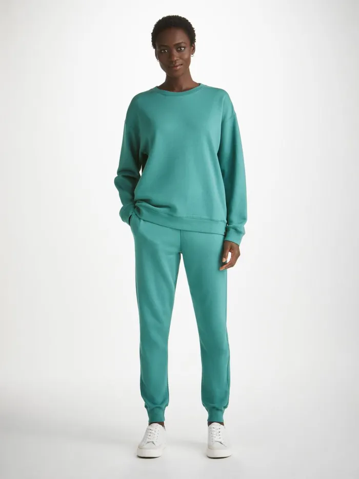 Casual Pants Women Derek Rose Sweatpants Quinn Cotton Modal Stretch Teal