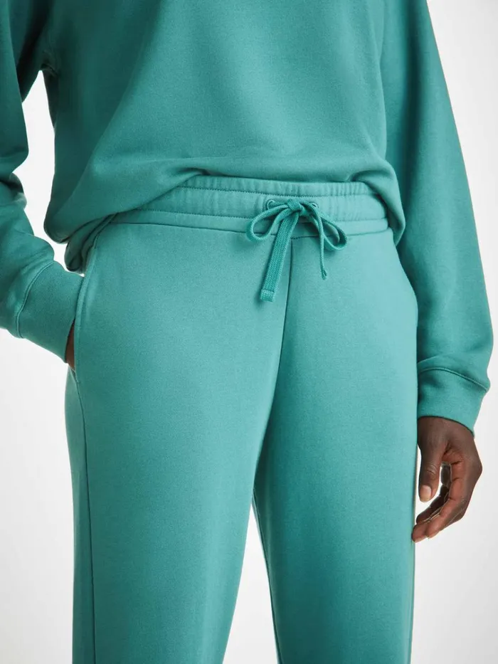 Casual Pants Women Derek Rose Sweatpants Quinn Cotton Modal Stretch Teal