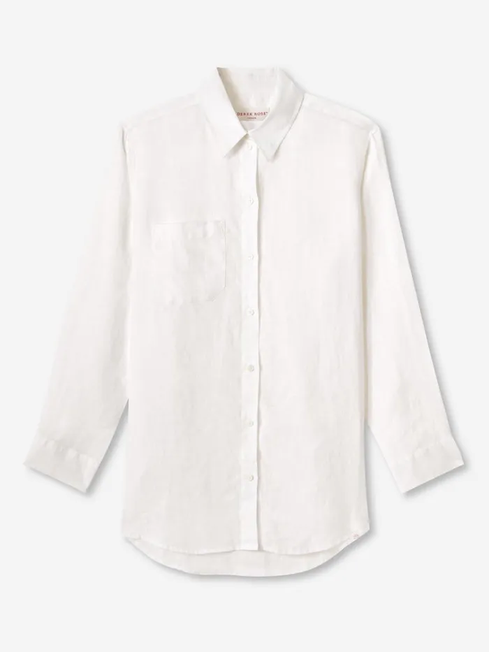 Casual Shirts Women Derek Rose Shirt Sicily Linen White