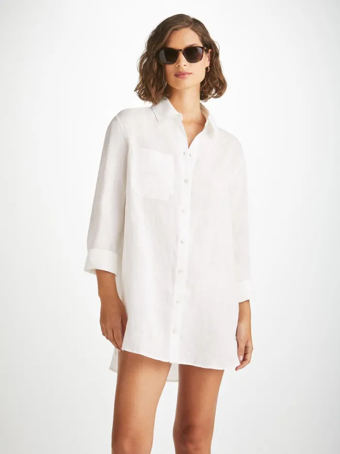 Casual Shirts Women Derek Rose Shirt Sicily Linen White