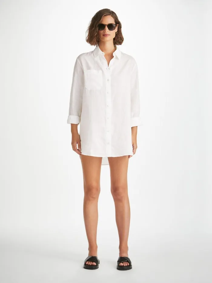 Casual Shirts Women Derek Rose Shirt Sicily Linen White