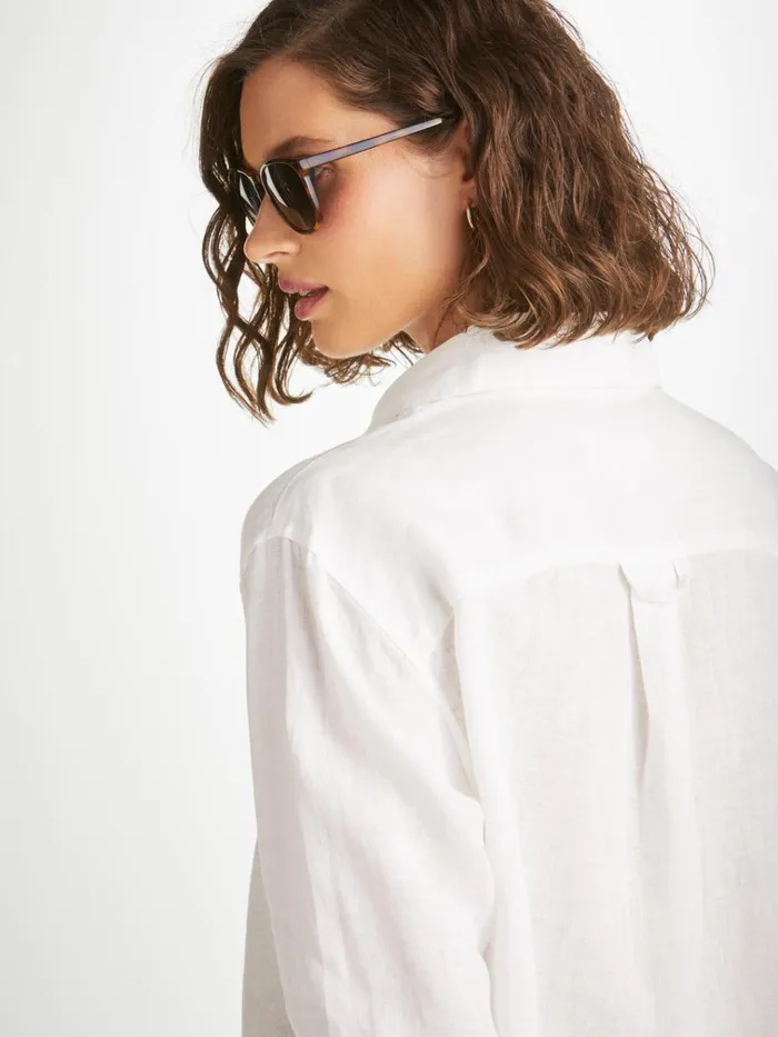 Casual Shirts Women Derek Rose Shirt Sicily Linen White