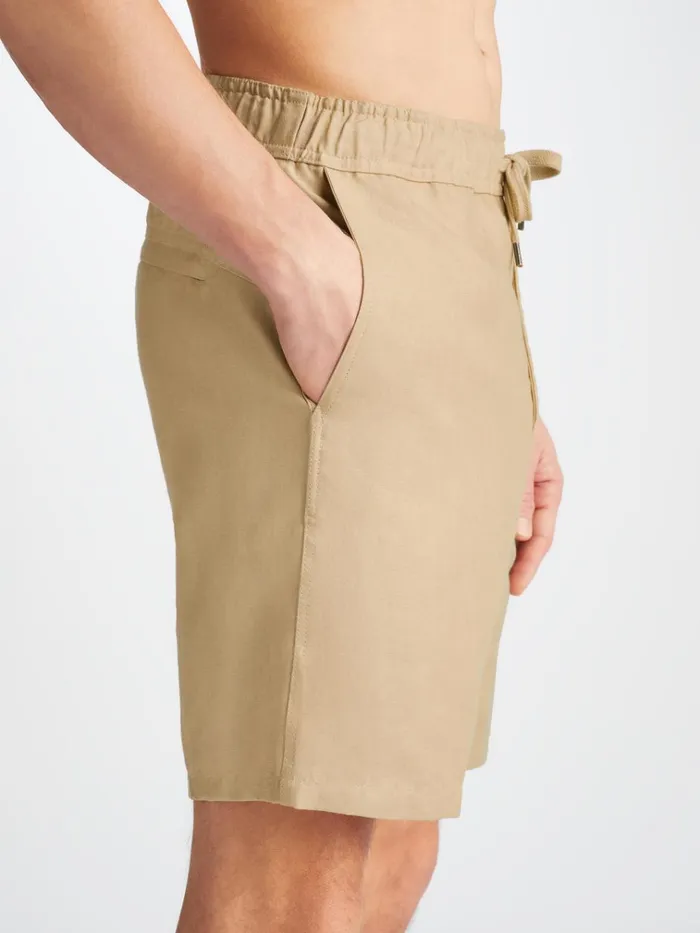 Casual Shorts Men Derek Rose Shorts Sydney Linen Sand