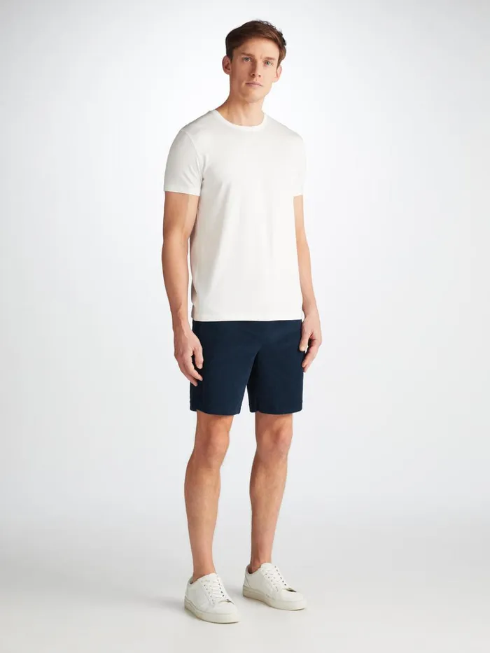 Casual Shorts Men Derek Rose Towelling Shorts Isaac Terry Cotton Navy