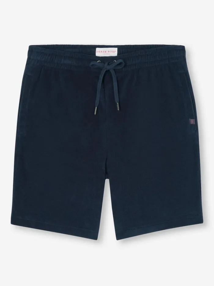 Casual Shorts Men Derek Rose Towelling Shorts Isaac Terry Cotton Navy