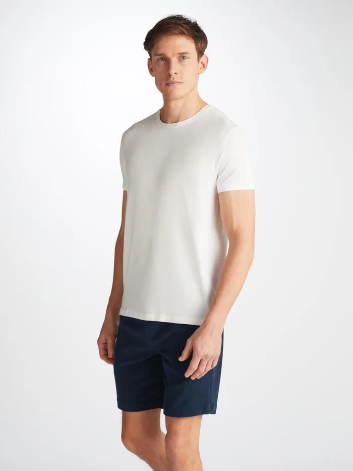 Casual Shorts Men Derek Rose Towelling Shorts Isaac Terry Cotton Navy