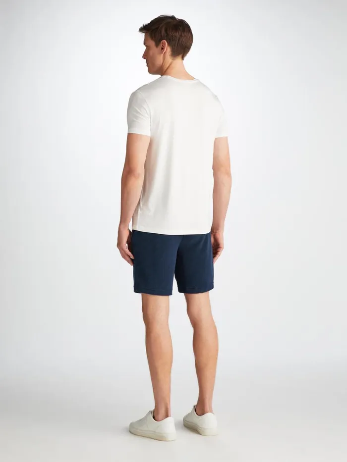 Casual Shorts Men Derek Rose Towelling Shorts Isaac Terry Cotton Navy