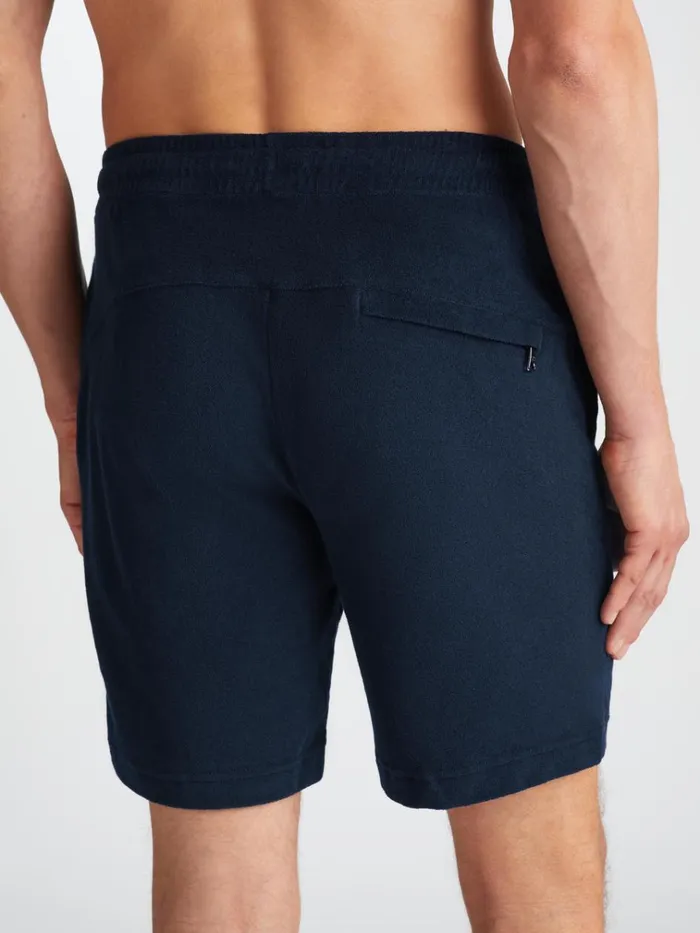 Casual Shorts Men Derek Rose Towelling Shorts Isaac Terry Cotton Navy